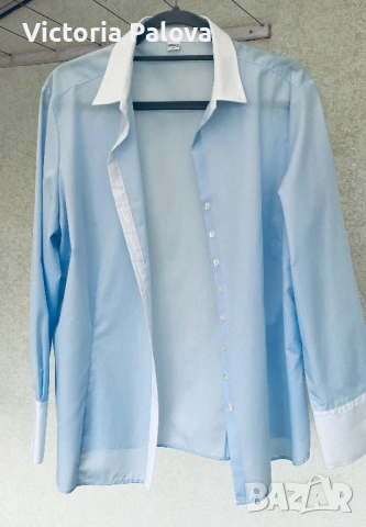 Нова луксозна риза ETERNA Excellent - Небесносиня класика, Памук, р-р 46, снимка 3 - Ризи - 53891363