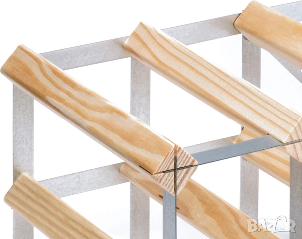 49-местен Дървен Винен Стелаж RTA – Бор, 71.6 × 52.3 × 23.3 см, Класически Стил!, снимка 4 - Декорация за дома - 51980003