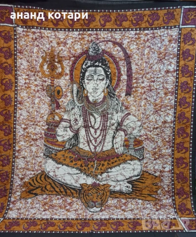 Ръчно изработени индийски чаршафи Ганеша, Шива-16,17,18,19,20, снимка 5 - Покривки за легло - 37359002