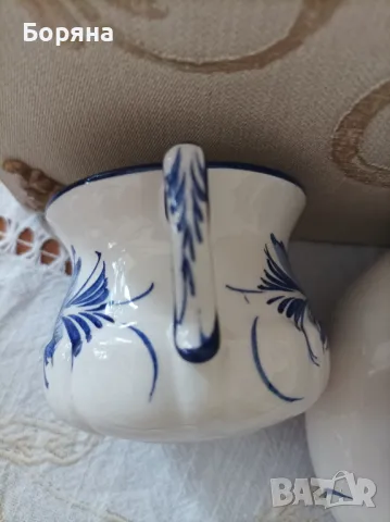 Ръчно декорирана португалска бяла керамика , снимка 6 - Сервизи - 49673476