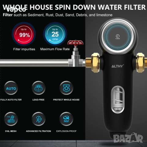 Самопочистващ филтър за водопровод ALTHY AUTO1, снимка 3 - ВИК - 51463131