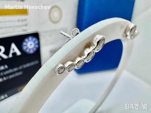 Сребърни обеци с мойсанит (Диамант) , снимка 4 - Обеци - 53820735