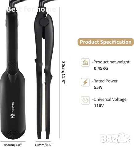 Преса за коса Nelulyen, двойна права керамична преса за коса , снимка 4 - Преси за коса - 50699899