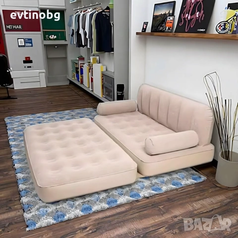 Двоен надуваем матрак с разтегателен диван за спане, снимка 6 - Дивани и мека мебел - 53897418