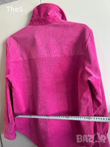 Цикламена, велурена риза ЗАРА. Запазена, без забележки! , снимка 5 - Ризи - 50517259