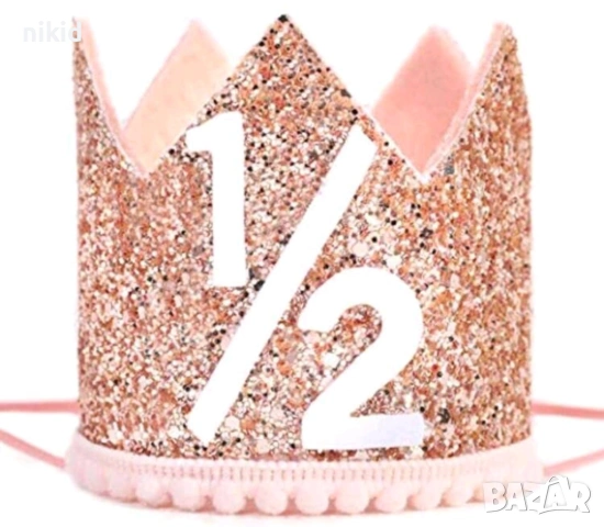 1/2 Половин година годинка рожден ден бебе корона лента за глава парти от филц, снимка 11 - Други - 26706039