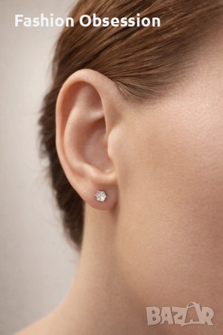 Сребърни обеци с цирконий, снимка 3 - Обеци - 53723418