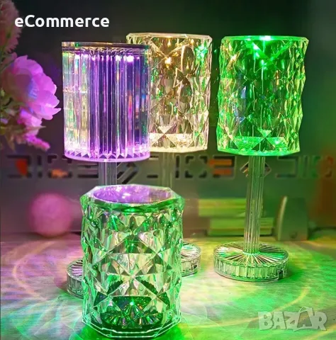 LED RGB сензорна настолна кристална лампа с функция за 16 цвята и дистанционно управление, снимка 7 - Лед осветление - 47828081