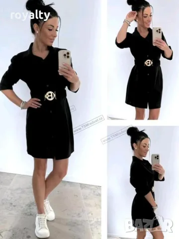 Черна рокля риза с колан