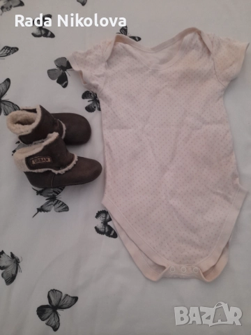 Бебешки обувки + Бебешко боди , снимка 2 - Комплекти за бебе - 51681276