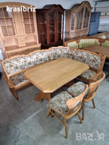 К-т Масивен Кухненски Ъгъл с Разтегателна Трапезна Маса и 2бр.Стола-внос от Германия!