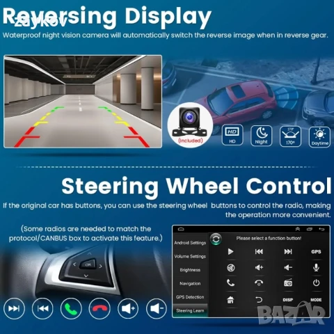 Hikity 2G + 64G Android 13 Автомобилно радио с безжичен Carplay, снимка 5 - Радиокасетофони, транзистори - 50657180