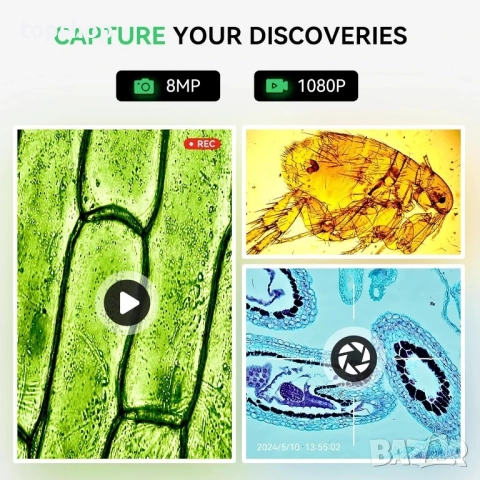 ODM301 Професионален микроскоп с 1200X увеличение 7” ips екран, с литиева батерия, безжичен..., снимка 6 - Медицинска апаратура - 51562991