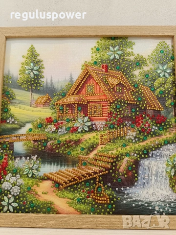 Диамантен гоблен 25 х 25 см готов изработен в дървена рамка , снимка 4 - Гоблени - 53668853