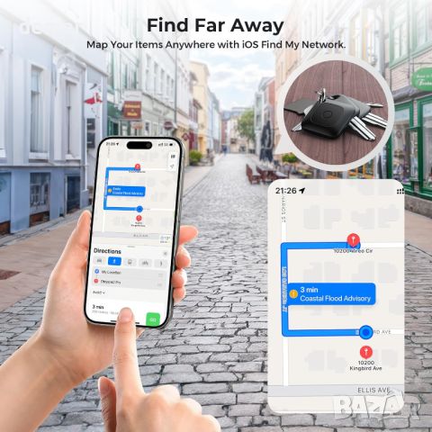 Hoxe Тракер за проследяване работи с Find My (само за iOS), сменяема батерия, 3 бр., черен, снимка 6 - Други стоки за дома - 46024989