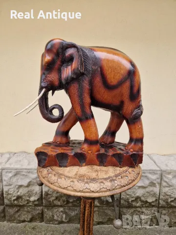 Огромна антикварна колекционерска дървена фигура статуетка , снимка 3 - Статуетки - 49620779