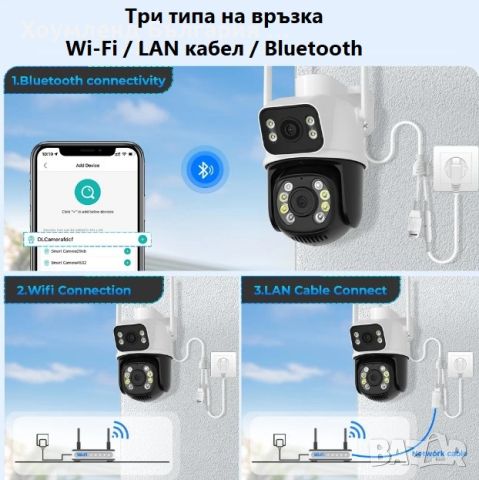 Двойна WiFi PTZ камера за външно наблюдение през телефон, снимка 4 - IP камери - 46363875