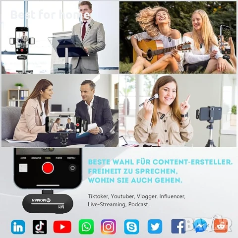 Безжичен микрофон с автоматично шумопотискане за смартфон, iPhone, таблет , лаптоп, снимка 2 - Микрофони - 51168432