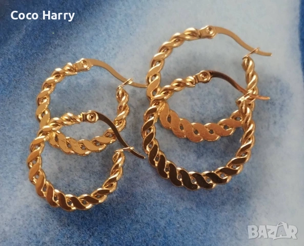 Комплект 2чифта обеци, медицинска стомана 