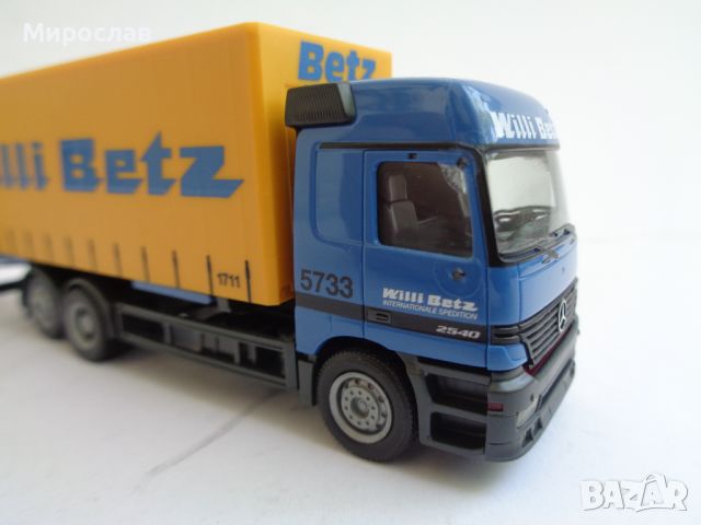 HERPA H0 1/87 MERCEDES ACTROS WILLI BETZ КАМИОН МОДЕЛ ТИР, снимка 4 - Колекции - 46567157