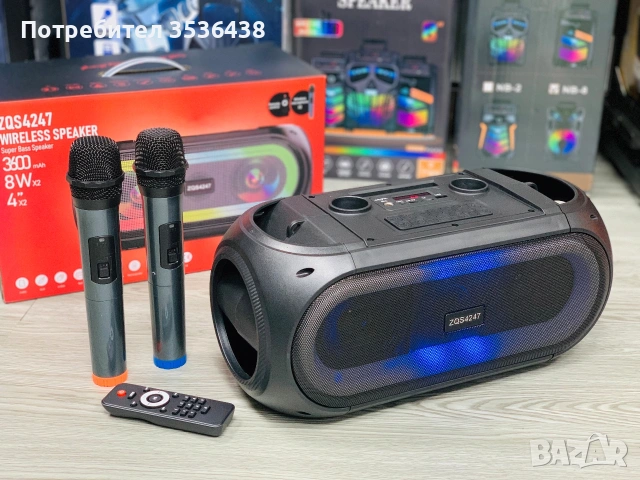 Преносима тонколона, Borderline, Два микрофона, Bluetooth, ZQS4247, Черна, снимка 5 - Друга електроника - 53864489