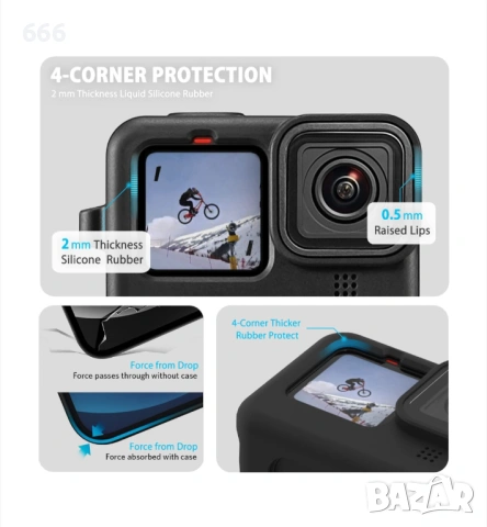 Комплект защитни аксесоари за GoPro Hero 9/10/11/12/13 Black, Капаче + 6 бр Стъклени проектори, снимка 3 - Друга електроника - 53856247