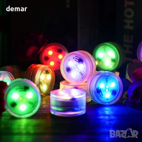 ALED LIGHT 12 бр. Осветление за басейн, мини RGB LED подводни крушки с 2 дистанционни, снимка 2 - Лед осветление - 45481019