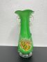 Винтидж зелена стъклена ваза. №5395, снимка 1 - Антикварни и старинни предмети - 45761590
