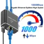 1000Mbps Ethernet RJ45 Gigabit мрежов сплитер 1 към 2/USB захранващ кабел/за кабел Cat 5/5e/6/7/8, снимка 1