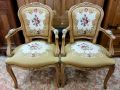 2 броя гобленови кресла от бял дъб в стил "ЛУИ XV" , снимка 1 - Дивани и мека мебел - 46059025