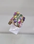 Сребърен пръстен с разноцветни камъни, снимка 6
