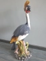 Сив кралски жерав статуетка 83см-5кг/голяма италианска порцеланова фигура на птица, снимка 1