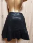 Zara Basic M Черна кожена пола с плисета , снимка 7