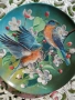 Декоративна чиния с рисунка на сини птици и цъфнало дърво , снимка 3