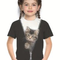 Дамски и детски 3Де тениски с коте. , снимка 3 - Тениски - 45468014