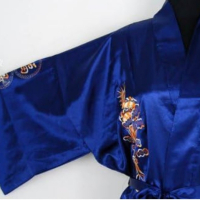 XL/XXL Синьо сатенено /халат /кимоно с бродерия дракон , снимка 4 - Нощници - 45011502