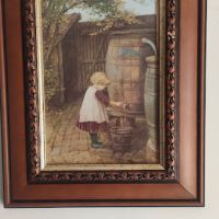 Картина върху дъска „Младо момиче, което донася вода“, снимка 6 - Други ценни предмети - 45254226