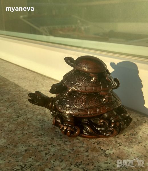 Китайска статуетка семейство костенурки. Символ на мъдрост, дълголетие и сплотеност. , снимка 1