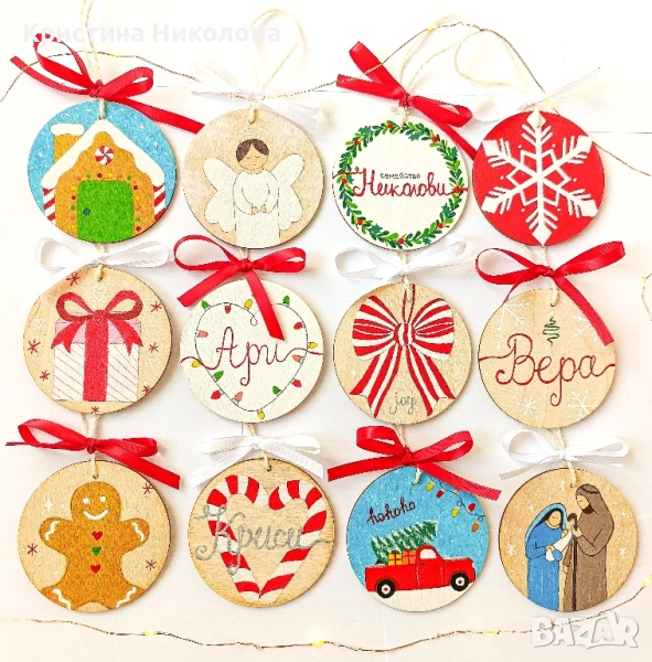 КОЛЕДНИ ИГРАЧКИ РЪЧНО РИСУВАНИ , снимка 1