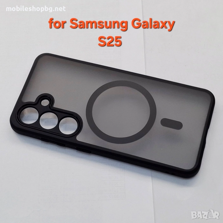 Samsung Galaxy S25 кейс MagSafe матов с черен ринг и борд , снимка 1