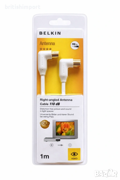 Правоъгълен антенен кабел Belkin 110 dB, 1 метър, снимка 1