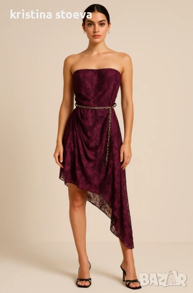 Асиметрична дантелена рокля, снимка 1