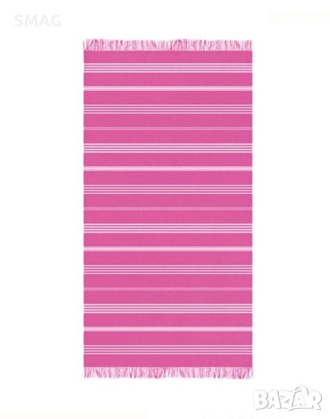 Плажна кърпа (хавлия) с розови райета 86x170 см, снимка 1