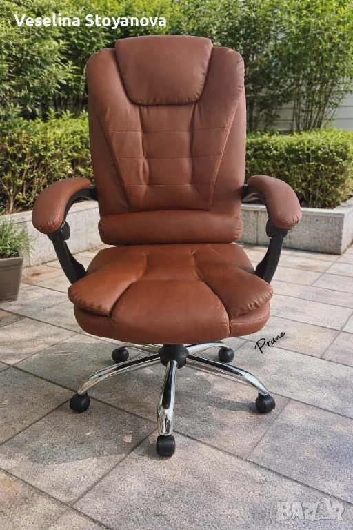 Ергономичен офис стол с лумбална опора от еко к.о.ж.а – комфорт за дълги часове без болки, снимка 1