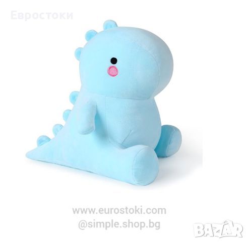 Плюшена играчка динозавър Kawaii Dino, 25 см, супер мека играчка за гушкане и игра, цвят: синьо, снимка 1