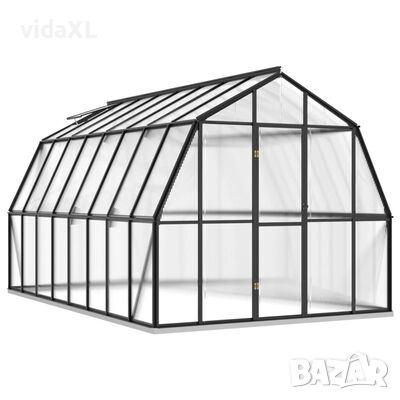vidaXL Оранжерия с опорна рамка, антрацит, 12,63 м², алуминий（SKU:3098020, снимка 1