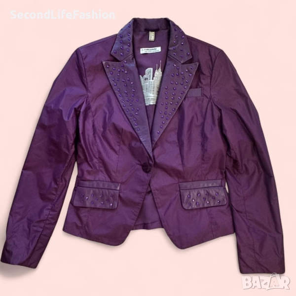 Дамско сако R.Rodhschild, елегантно, от кожа и полиестер, размер 38, UK 12, лилаво, снимка 1