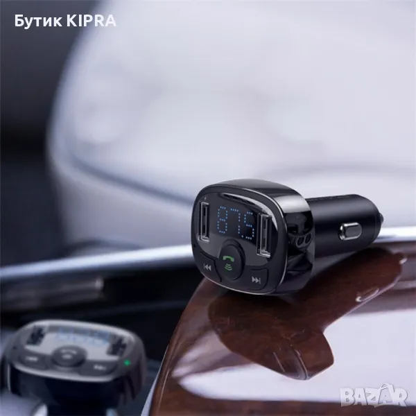 Автомобилно Bluetooth и MP3 fast charging зарядно устройство Baseus T Cat - HF60, снимка 1