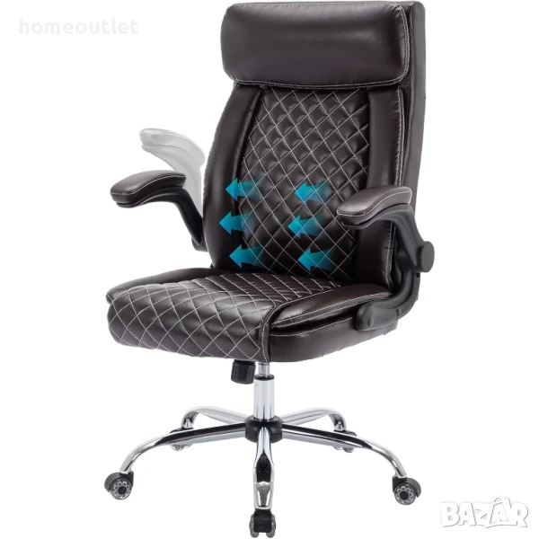 ПРОМОЦИЯ Ергономичен офис стол с ретро дизайн WOTSTA BHEU-937-BROWN, снимка 1