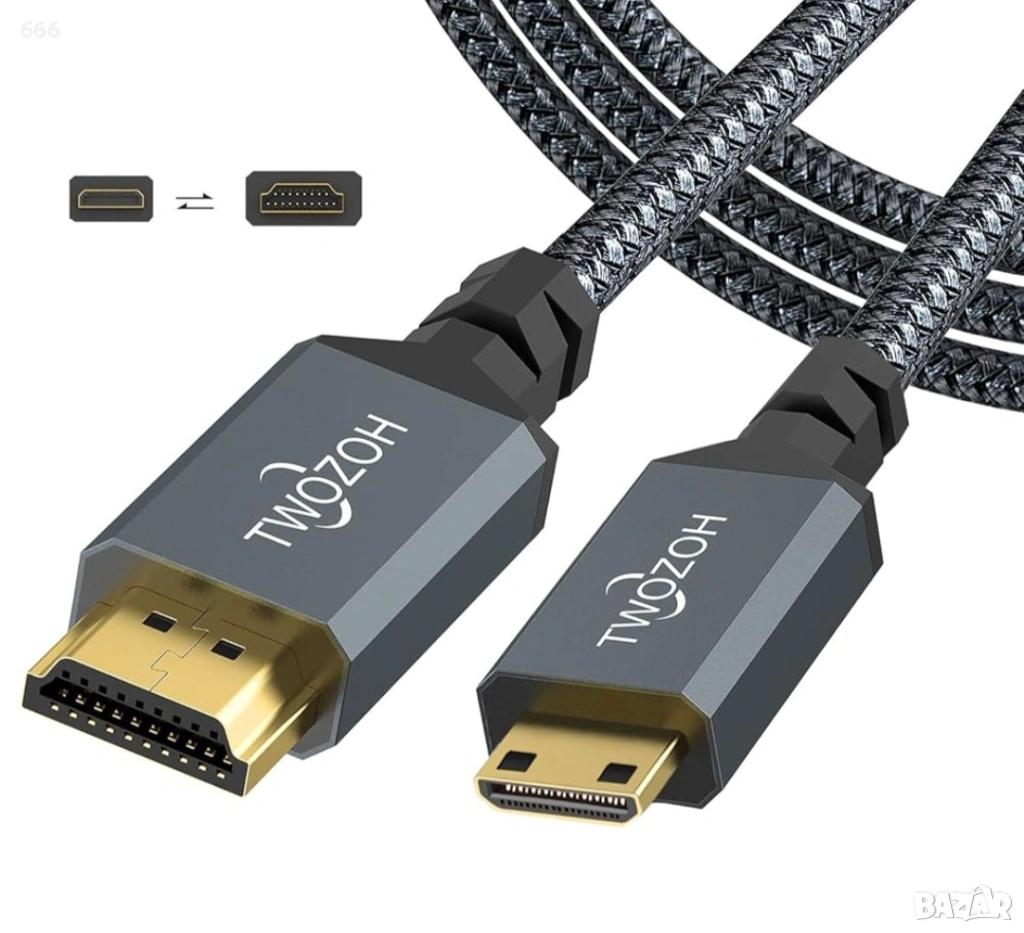 Кабел Mini HDMI мъжки към HDMI, 10 метра , снимка 1
